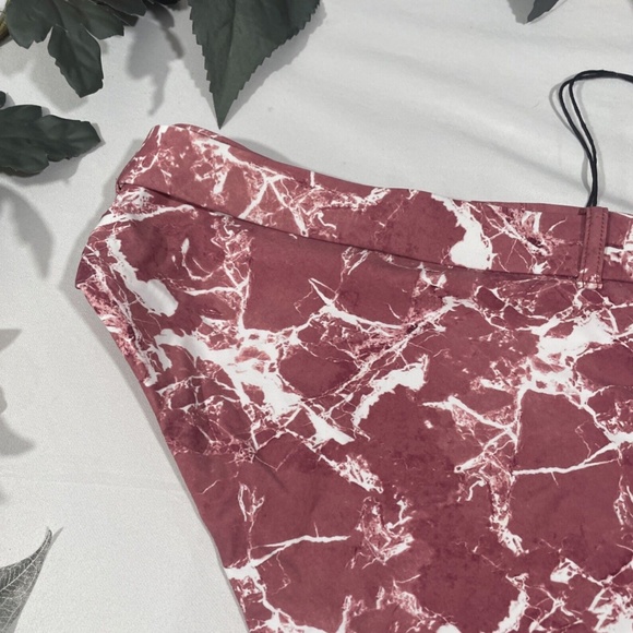 NWT WeWoreWhat [ XL ] Marble Emily Belt High Waist Bikini‎ Bottom Rose - Picture 9 of 11